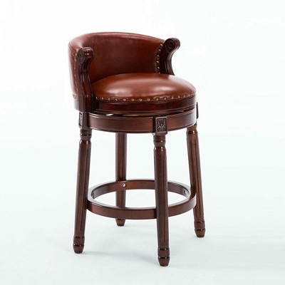 Resenkos Counter Bar Stools, Counter Stool,360 Degree Swivel Bar Height Chair with Backs for Home Kitchen Counter(Brown 1pc)