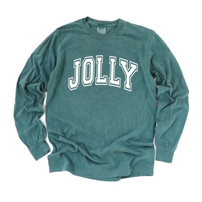 Simply Sage Market Jolly Varsity Thick Outline Garment Dyed Long Sleeve