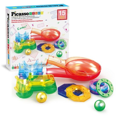 PICASSO-TILES Marble Run  Add-On Accessories for Race Track Expansion Magnetic Tiles, Building Blocks STEM Toy for Kids