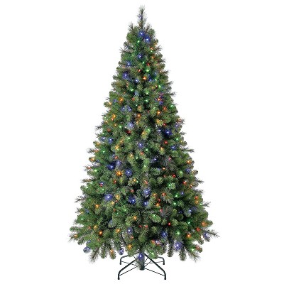Home Heritage Cashmere Quick Set 12 Foot Artificial Holiday Tree Prelit with 800 White & Color LED Lights, 2903 PVC Foliage Tips, and Metal Stand