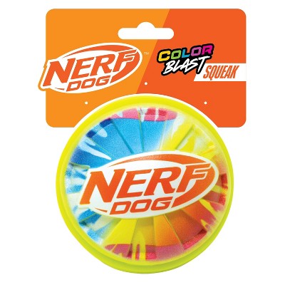 NERF TPR Color Blast Squeak and Crunch Ball Dog Toys