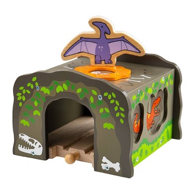 Bigjigs Rail T-Rex Tunnel Wooden Railway Train Set Accessory: Dinosaur Tunnel for Toy Vehicle Play