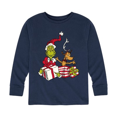 Boys' - Dr. Seuss - The Grinch with Max Christmas Presents Long Sleeve Graphic T-Shirt