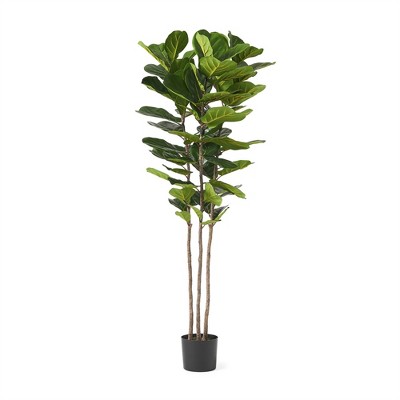 XINGHANZHENXUAN 72-Leaf Artificial Fiddle Leaf Fig Tree, Lifelike Faux Plant with Realistic Texture for Living Room, Office & Home