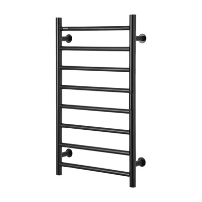 VEVOR 8 Bars Towel Warmer Rack, Wall Mounted Heated Towel Rack for Bathroom, IPX5 Waterpoof Towel Heater Rack with Timer & Display Screen, Black