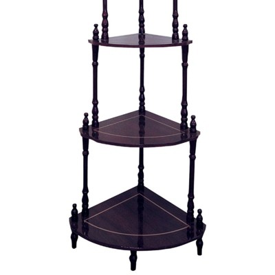 SEVOBAL Utility Storage Shelves 4 Tier Wooden Corner Shelf Classic Design for Living Room and Bedroom, Cherry, 20"*14.5"*39"
