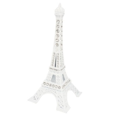 PiccoCasa Desk Decor Plastic Mini Eiffel Tower Figurine Model 13cm White 1 Pcs