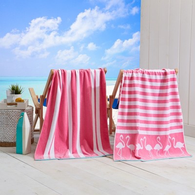 2pk 30" x 60" Print and Stripe Cotton Beach Towels - Great Bay Home