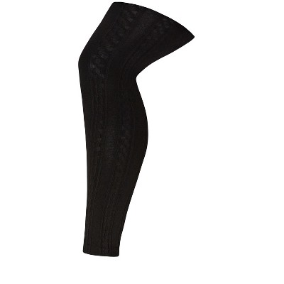 Avenue Plush Lined Cable Knit Footless Leggings