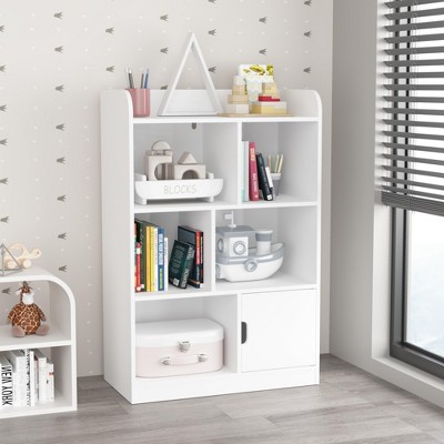 KWPZQEB 6 Cube Organizer Bookcase with door, Open Shelf Bookshelf for Bedroom Living Room Office Closet School, White