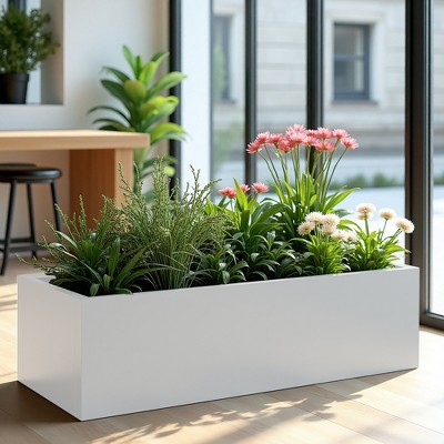 Spassway 9"H*36"W*9"D Metal Planter Box with Drainage Holes Garden Bed for Garden Yard Balcony Planter Pot Plants Vegetables