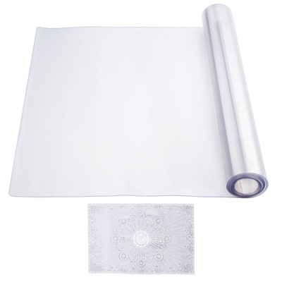 VEVOR Plastic Table Cover, 42 x 96 Inch 1.5 mm Thick Clear Table Protector, Rectangle PVC Desk Mat, Waterproof & Easy Cleaning, Transparent