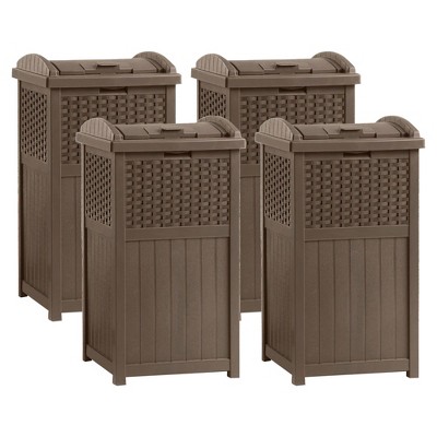 Suncast GHW1732 Trashcan Hideaway Outdoor 33 Gallon Garbage Waste Bin, Brown