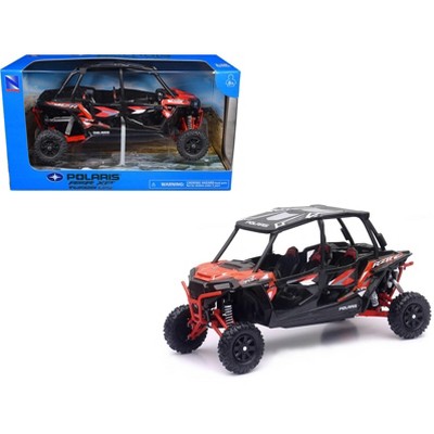 Polaris RZR XP 4 Turbo EPS Sport UTV Spectra Orange with Graphics and Black Top 1/18 Diecast Model by New Ray