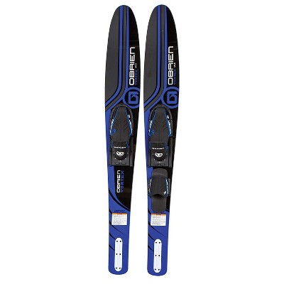 O'Brien Vortex Combos 65.5-Inch Adult Mens Nylong Wide Waterskis with Adjustable Bindings, Blue