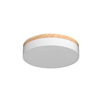 Itopfox Dimmable Wood LED Flush Mount Ceiling Light, 5CCT 2700K-6000K Modern Round Close to Ceiling Lighting Fixtures, Minimalist White Ceiling Lamp
