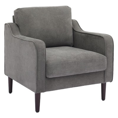 Mid-Century Modern Accent Chairs,Modern Linen Fabric Armchair for Living Room,Comfy Sofa Chairs with Scooped Arms