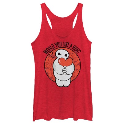 Women's Big Hero 6 Valentine's Baymax Likes Hugs Racerback Tank Top