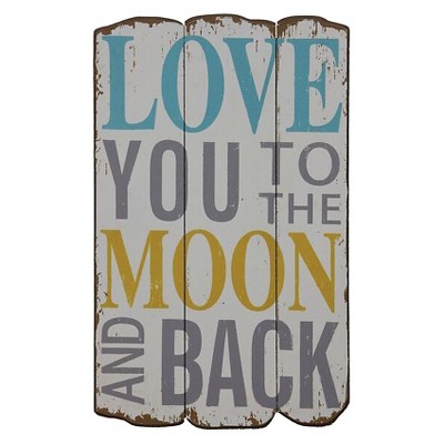 Love You To The Moon Wall Décor (12"x19") - Storied Home: Vintage MDF Wall Sign for All Ages, Anniversary Gift