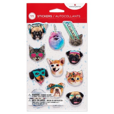 11ct Cat and Dog Puffy Stickers