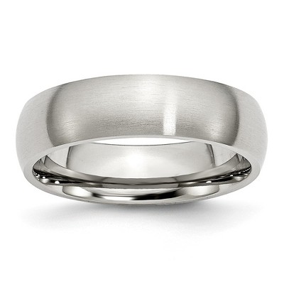 Black Bow Jewelry 6mm Brushed Domed Comfort Fit Band in Stainless Steel