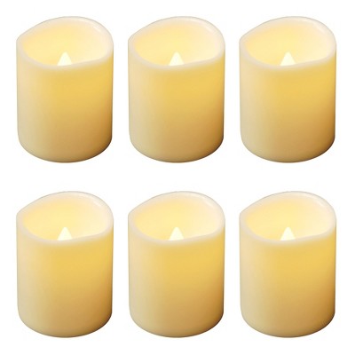 LumaBase Battery-Operated LED Mini Pillar Candles - Set of 6