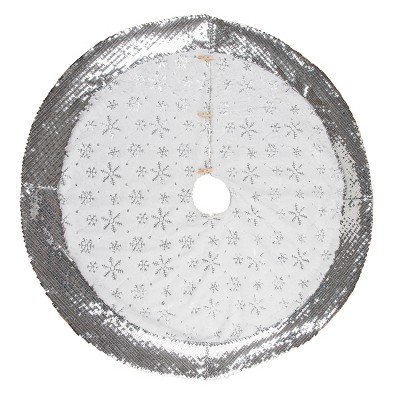 Transpac 48 in Multicolored Christmas Glitz Sequin Tree Skirt Polyester Holiday Decor for Festive Tree Display