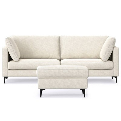 WyndenHall Lana 90" Mid Century Sofa with Ottoman Set