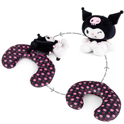 Surreal Entertainment Sanrio Kuromi Reversible Neck Roll Pillow and Plush Toy