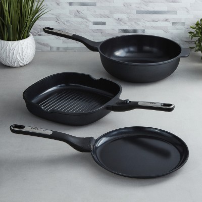 BergHOFF Phantom Nonstick Ceramic Cookware Set with Lids, Recycled Cast Aluminum