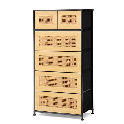 Pellebant 6-drawer Chest Vertical Dresser Storage Tower for Bedroom Steel Frame Wood Top