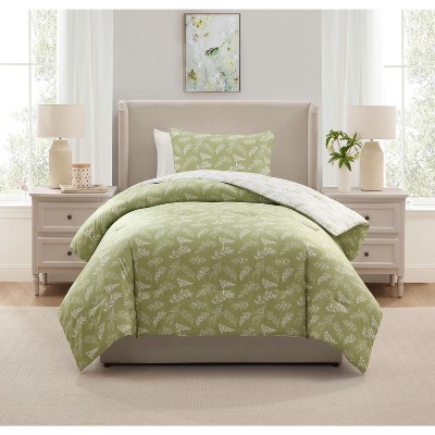 Nestl Modern Comforter Set, 3 Piece Botanical Bedding Set, Reversible Comforter Bed Set