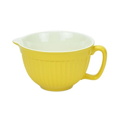 Omniware Simsbury Stoneware Batter Bowl - 2 Quart Mixing Bowl with Handle & Pour Spout - Microwave, Oven, Freezer, Dishwasher Safe -  (Yellow)