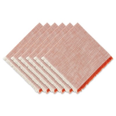 Design Imports Burnt Orange Tonal Fringe Napkin Set/6