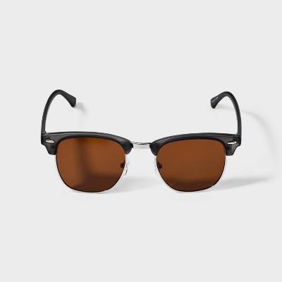 Men's Plastic Retro Browline Square Sunglasses - Goodfellow & Co™ Charcoal Gray: Maximum UV Protection, Impact-Resistant