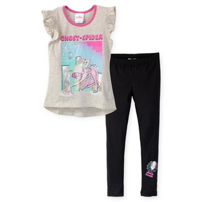 Marvel Spider-Man Ghost-Spider Girls T-Shirt and Leggings Outfit Set Little Kid to Big Kid