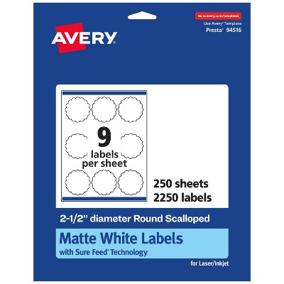 Avery White Round Scalloped Labels, 2.5" diameter