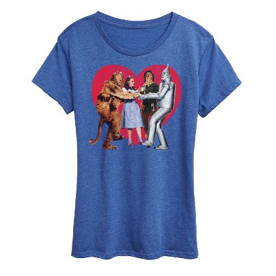 Women's - Wizard of Oz - Dorothy Tin Man Cowardly Lion and Scarecrow Heart Short Sleeve Graphic T-Shirt