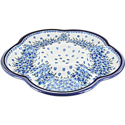 Blue Rose Polish Pottery 1956 Zaklady Chip &Dip Tray