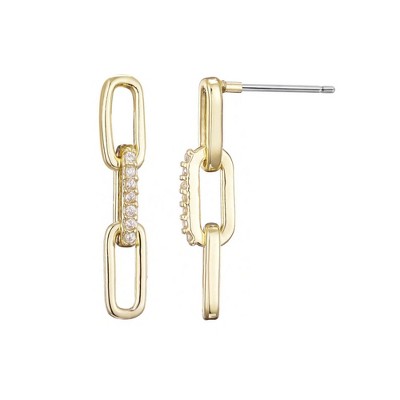 Adornia 14k Gold Plated CZ Mini Paperclip Drop Earrings