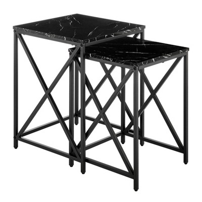 Square Marble Finish Nesting Side Table Set - Danya B.