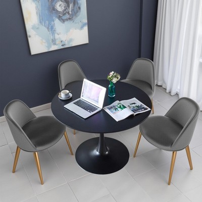 Black Tulip Table Mid-century Dining Table for 4-6 people With Round Mdf Table Top, Pedestal Dining Table, End Table Leisure Coffee Table