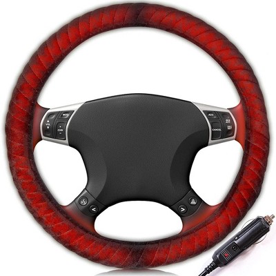 Zone Tech Car Steering Wheel 12V Heated Cover - Classic Black Premium Quality Ultra Comfortable 12V Vehicle Heated Wheel Protector