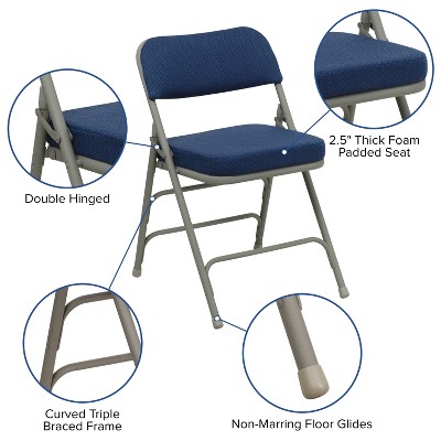 Flash Furniture HERCULES Series Metal Folding Chairs with Padded Seats | Set of 4 Metal Folding Chairs