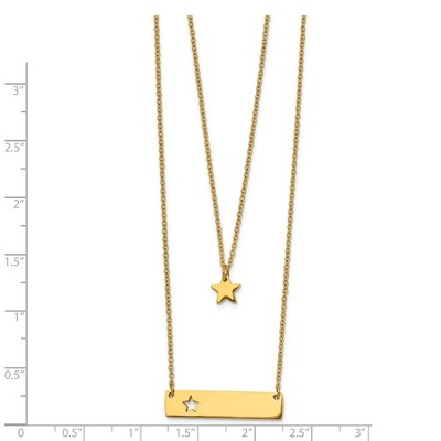 Chisel Stainless Steel Yellow IP-plated Star and Bar Multi Strand 15.5" Cable Chain Necklace with a 1.5" Ext.