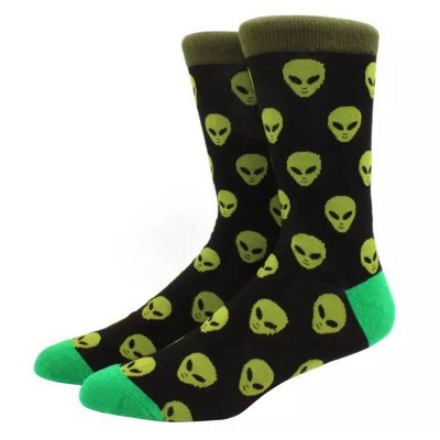 Alien Face Pattern Socks (Men's Sizes, Adult Large) from the Sock Panda