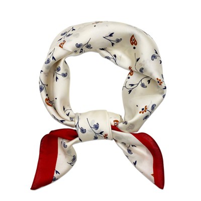 Wrapables Satin Neckerchief Square Scarf 26.5 x 26.5 Inches, Floral Hearts