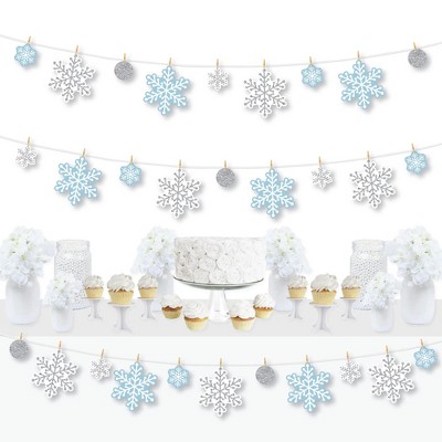 Big Dot of Happiness Winter Wonderland - Snowflake Holiday Party and Winter Wedding DIY Decorations - Clothespin Garland Banner - 44 Pieces