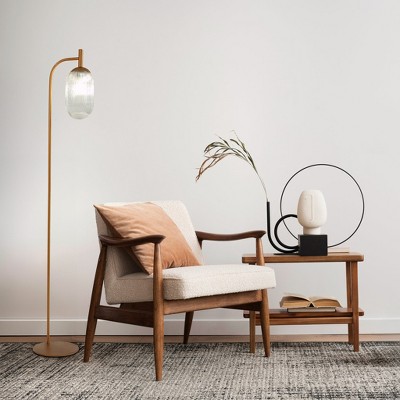 Bronze & Clear Floor Lamp – Upward-Glow Modern Classic, 110–120V Plug-In for Living Room, Bedroom or Office