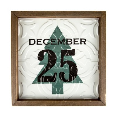 Northlight 9.75" Framed December 25 Christmas Wall Sign